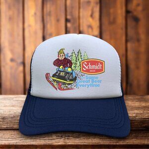 Schmidt Beer Mens Trucker Hat Navy Snapback Vintage Skiing Logo Baseball Cap